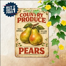 Fresh Summer Apple Fruit Market Sign Rustic Country Orchard Metal Tin 8x12 picture