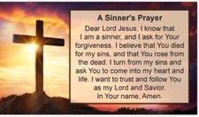 A Sinner's Prayer Card, Scripture Bible Verse KJV, Pocket Size 3.5x2