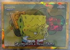2025 TOPPS CHROME SQUAREPANTS SPONGEBOB'S NOSE FLUTE GOLD SAPPHIRE /50 #200 picture
