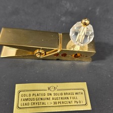 Vintage KOP Gold Plated Brass Paper Clip Austrian Crystal Desk Accessory S606G picture
