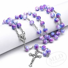 Purple Glass Beads Rosary Necklace – Catholic Holy Center & Crucifix picture