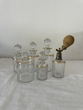 Antique Baccarat St Louis French Cut Crystal 6-Piece Perfume Vanity Set Gold Rim picture