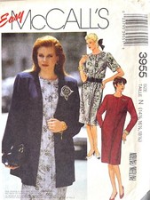 1980's McCall's Misses' Dress,Jacket,Flower Pattern 3955 Size 14.5-18.5 UNCUT picture