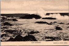Scarboro Maine Surf Waves Ocean Rocks Boston & Maine Series Postcard c1910s picture