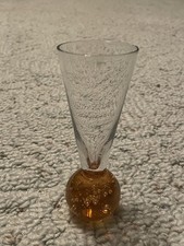 Amber Sphere Bullicante Controlled Bubble Blown Art Glass Bud Vase 5” picture