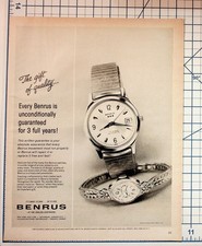 1960 Benrus Watches Vintage Print Ad - Men's & Women's Timepieces Ephemera picture