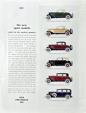 1931 Ad (9 3/4  X 12 3/4 inches) Chevrolet Six New Sport Models picture