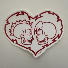 Punk Rock Love Vintage Sticker By Artist Skullboy Skulls Skeletons Heart picture