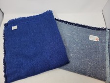 Two Vintage West Germany Blue Polyacrylic Tablecloth Fabric 130×160 RARE  picture