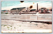 Postcard ME Randolph Ice House & Mill Gardiner Maine AX13 picture