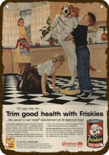 1957 FRISKIES Dog Food & Collie Dog Vintage-Look DECORATIVE REPLICA METAL SIGN picture