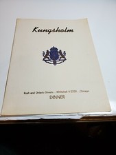 Vintage . Chicago. 1951 KUNGSHOLM RESTAURANT Dinner MENU RUSH & ONTARIO Streets picture