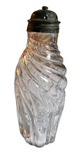 Rare c1820s Boston & Sandwich Blown Flint Glass Bottle Swirls Muffineer Shaker picture