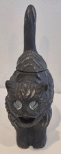 VINTAGE HALLOWEEN PAPER MACHE BLACK CAT CANDY CONTAINER picture