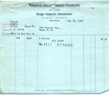 1925 Warren-Allen Carpet Co. Boston Billhead Invoice picture