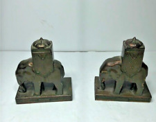 pair elephant book ends with Howdah, heavy metal Brass?? picture