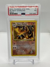 Blaine's Charizard 2/132 Holo Gym Challenge W/ Error 2000 Pokemon Card PSA 7 NM picture