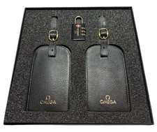 Omega Leather Luggage Tag Set & TSA Lock Men's Accessory w/ Sealed Certificate picture