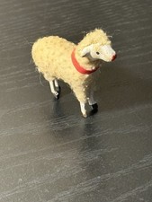 1930's Made in Germany Putz Erzgebirge Wooley Stick Leg Sheep Paper Collar picture