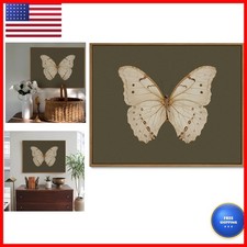 Gardenia Art Vintage White Butterfly Canvas Print 16x24inch Framed Wall Art picture