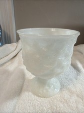 Vintage E.O. Brody Milk Glass Pedestal Planter Vase 1950s picture