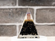 Black Tourmaline Orgonite Crystal Pyramid, Orgone Protection, Crystal Decor picture
