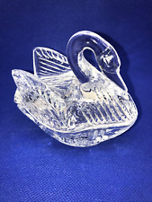 Crystal Swan Covered Trinket Candy Dish 24% Lead Crystal picture
