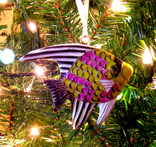 1995 Vtg Dillard’s Jewel Cloisonné Angelfish Coastal Christmas Ornament Nautical picture