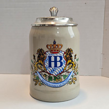 Hofbräuhaus München HB German 0.5L Lidded Beer Stein Ceramic Mug Metal Lid picture