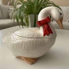 Vintage 1984 Goose Cookie Jar by Sittre Ceramic Products Inc.  Red Bow picture