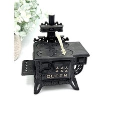 Vintage Queen Miniature Cast Iron Stove Black Toy Dollhouse Decorative Replica picture