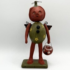 Papier  People Originals Paper Mache 2007 Halloween Pumpkin Head Folk Art 9” picture