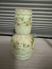 FENTON Lotus Mist  diamond optic Burmese  “Circle of Love” Tumble up signed picture