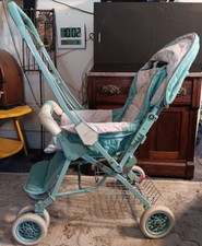 Vintage 1990's Graco Elite Doll Baby Cat Stroller PROP Display Chrome Blue picture