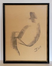 Vtg MCM Abstract Figurative Drawing Signed Jodi Mid Century Modern Framed Art picture