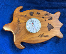 Hawaii King Kamehameha Koa Wood Clock Quartz  Hand carved Hawaiian islands  picture