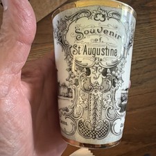 Victoria Carlsbad Austria Souvenir of St Augustine, Fla Transferware Cup Tumbler picture