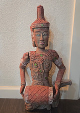 Vintage Mid 20th c. Heavy Solid Teak or Rosewood Thai or Burma Musician Statute picture