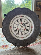 Vintage Bassano Italian Wall Clock – Hand-Painted Ceramic & Ornate Pewter – 11.2 picture