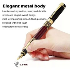Fine Nib Fountain Pen with Ink Cartridges Metal Refillable Calligraphy Pen picture