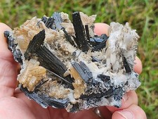 SUPERB,VERY RARE,BLACK FOITITE(TOURMALINE) WITH LATTICE QUARTZ CRYSTALS,ERONGO picture
