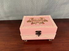 Hand Painted Shabby Chic Wood Box trinket keepsakes Jewelry-Floral Violets picture
