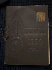 Antique 1920 University of Michigan Literary Department Leather Bound Book Seal picture