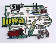 IOWA STATE MAP AND LANDMARKS COLLAGE FRIDGE COLLECTIBLE SOUVENIR MAGNET picture