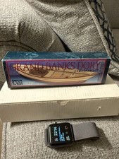 Vintage Wooden Boat Model Dory Ornaments Set of 2 w/ Original Boxes picture