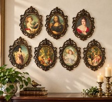 Vintage Ornate Oval Framed Lady Portrait Wall Art Set of 7 Victorian Style picture