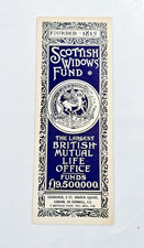 Antique 1910 Scottish Widows Fund Bookmark Thomas Duncan Waefu Heart Art  picture