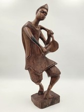 Rare Vintage African Yoruba Style Hand Carved Wood Drummer Figure 22
