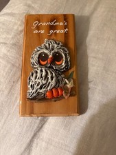 Grandma's Vintage Art Wood Owl Hanging Plaque “Grandma’s are great.” picture