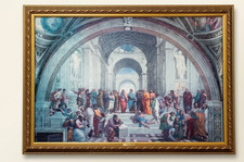 Large Framed Classical Architectural Scene Artwork with Gold-Tone Frame picture